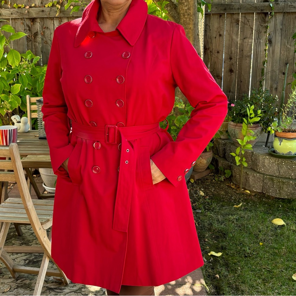New York Company Long Sleeve Red Belted Trench XL
